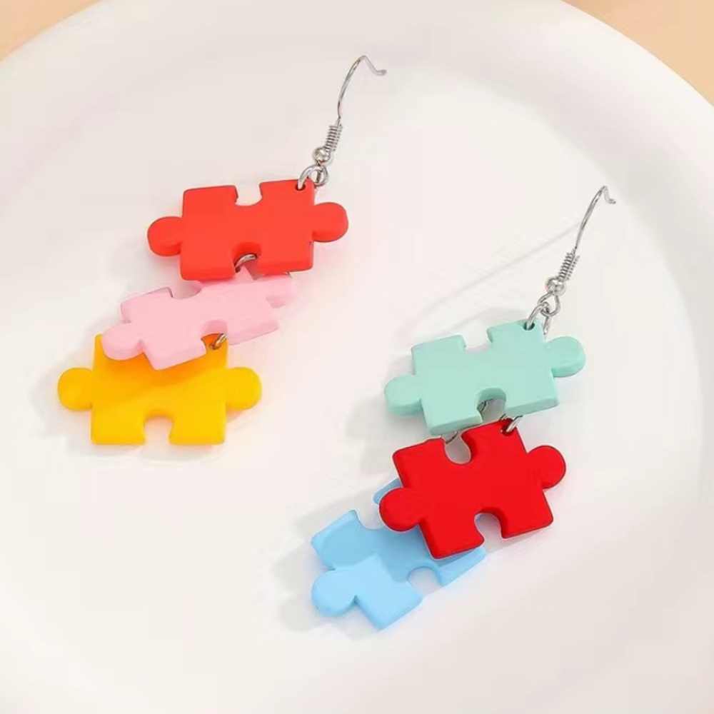 NWT Autism Awareness Puzzle Piece Dangle Earrings